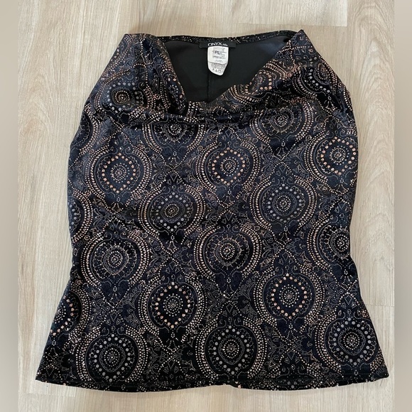 Super Sparkly ONYX NITE Black & Bronze Scoop Neck Top. - Picture 3 of 10